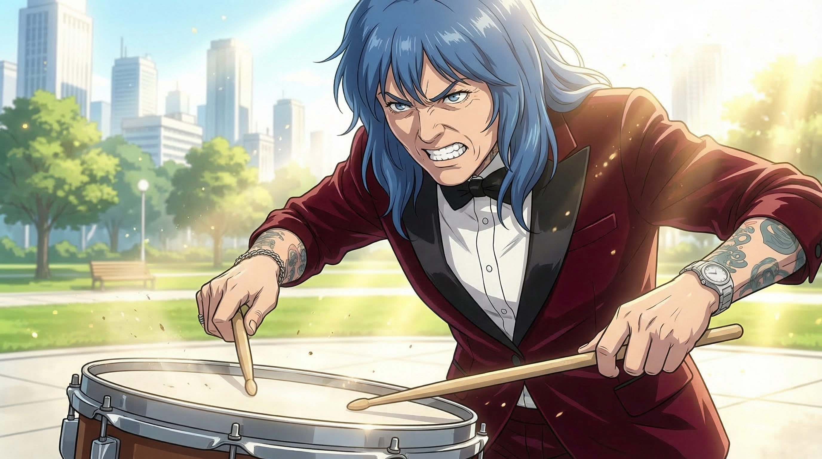 Angel as animated drummer