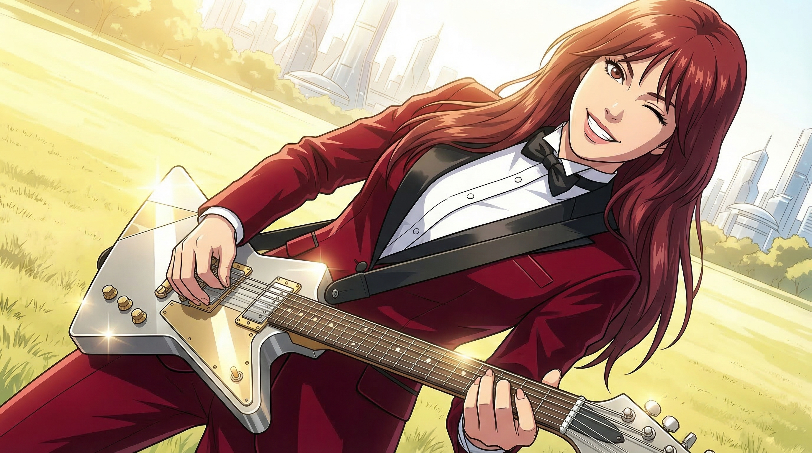 Michelle as animated guitarist